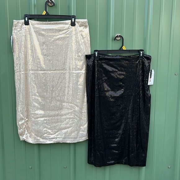 Women's Sequin Skirt with Side Slit, 2-Pack Size L - Picture 2 of 12